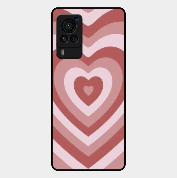 Latte Love Patter Glass Case Cover - Brown For Vivo X60 Pro 5G