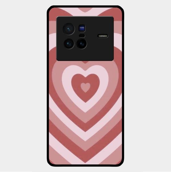 Latte Love Patter Glass Case Cover - Brown For Vivo X80 5G