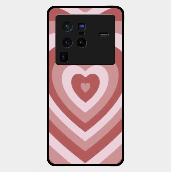 Latte Love Patter Glass Case Cover - Brown For Vivo X80 Pro 5G