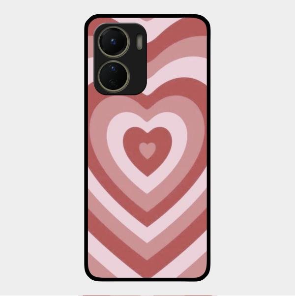 Latte Love Patter Glass Case Cover - Brown For Vivo Y16