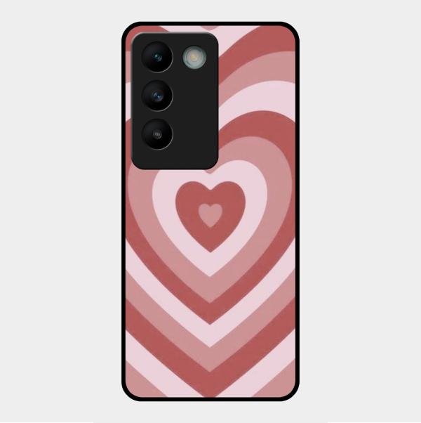 Latte Love Patter Glass Case Cover - Brown For Vivo Y200E 5G