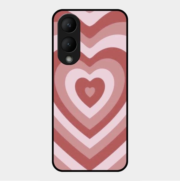 Latte Love Patter Glass Case Cover - Brown For Vivo Y28 5G