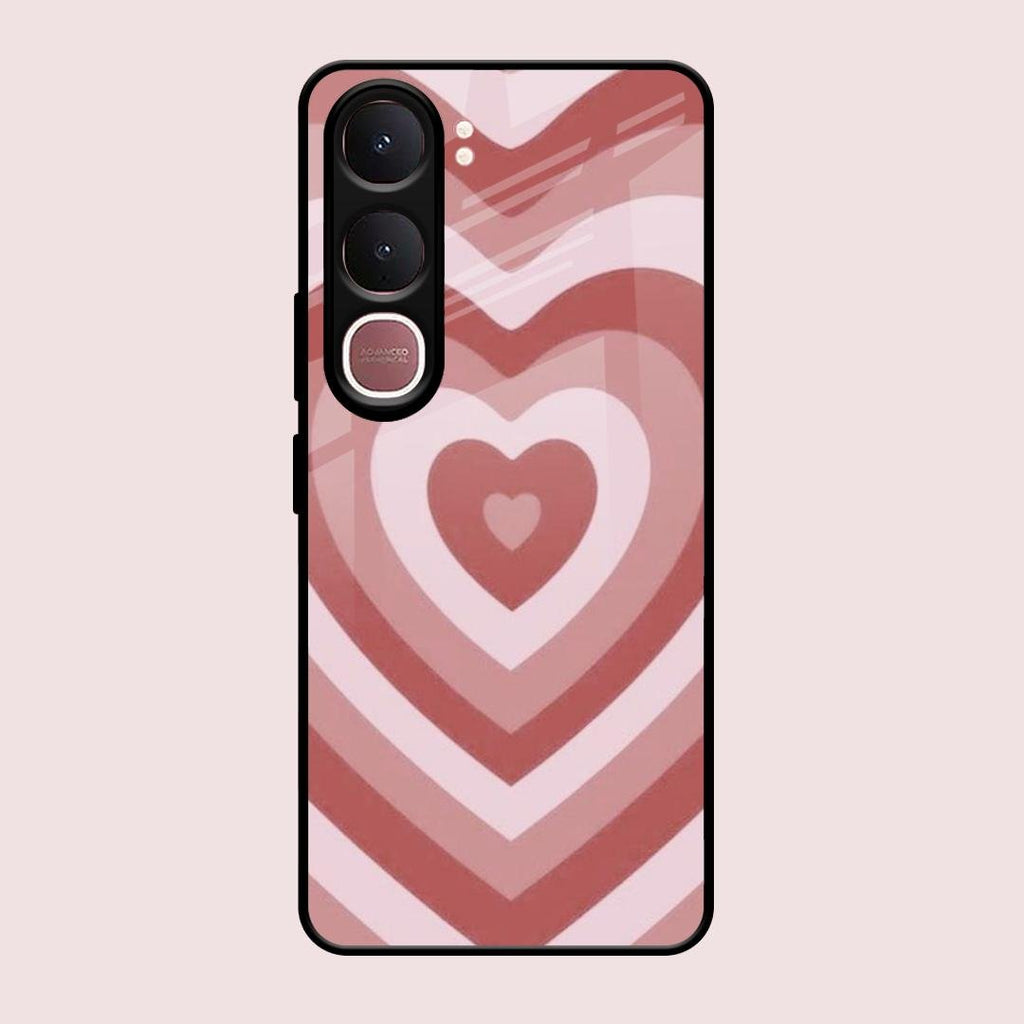 Latte Love Patter Glass Case Cover - Brown For Vivo Y31 5G