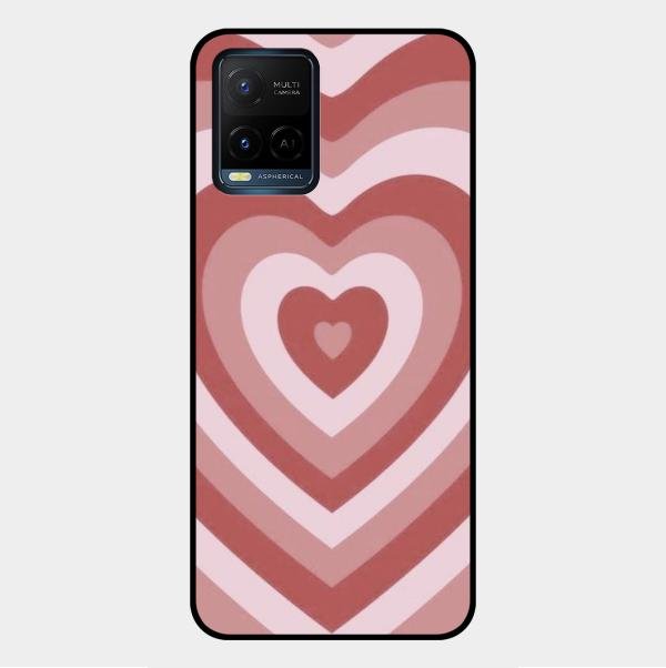 Latte Love Patter Glass Case Cover - Brown For Vivo Y33T