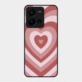 Latte Love Patter Glass Case Cover - Brown For Vivo Y35