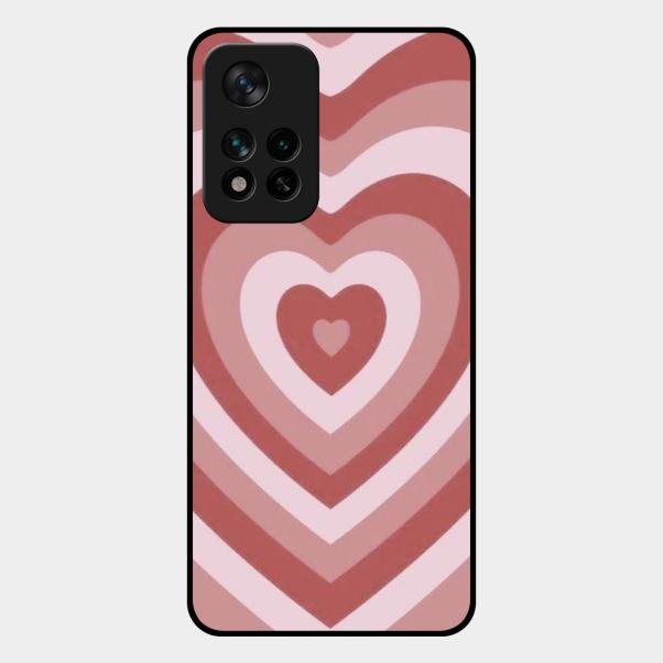 Latte Love Patter Glass Case Cover - Brown For Xiaomi 11I 5G