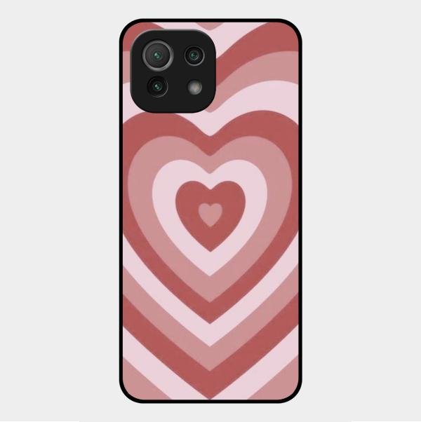 Latte Love Patter Glass Case Cover - Brown For Xiaomi Mi 11 Lite