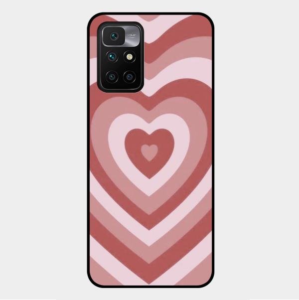 Latte Love Patter Glass Case Cover - Brown For Xiaomi Redmi 10 Prime