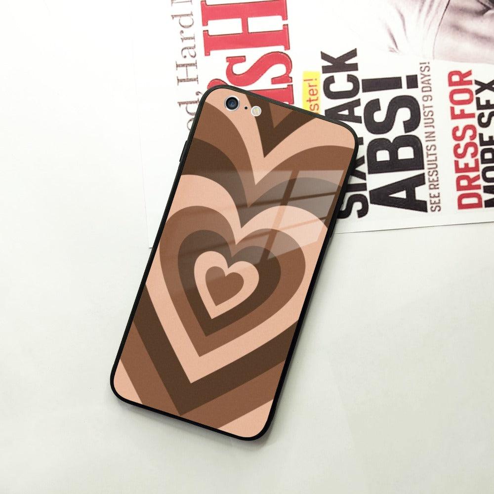 Latte Love Patter Glass Case Cover - Coffee For iPhone