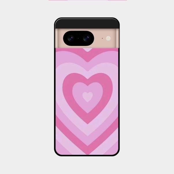 Latte Love Patter Glass Case Cover - Pink For Google Pixel 8 5G