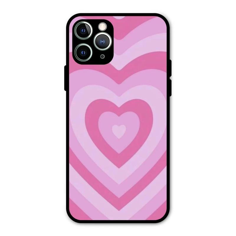Latte Love Patter Glass Case Cover - Pink For iPhone 11 Pro Max