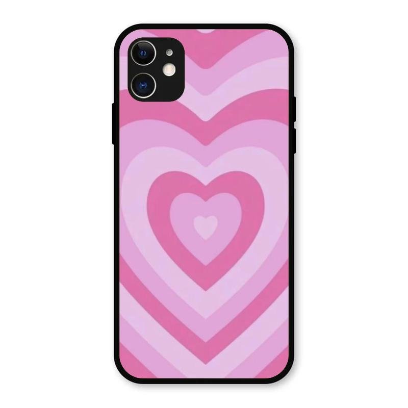 Latte Love Patter Glass Case Cover - Pink For iPhone 11
