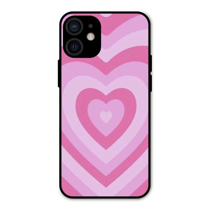 Latte Love Patter Glass Case Cover - Pink For iPhone 12 mini