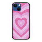 Latte Love Patter Glass Case Cover - Pink For iPhone 13 mini