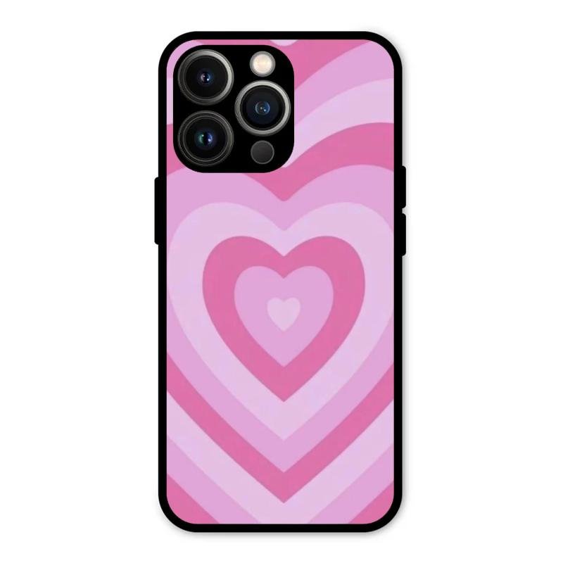 Latte Love Patter Glass Case Cover - Pink For iPhone 13 Pro Max