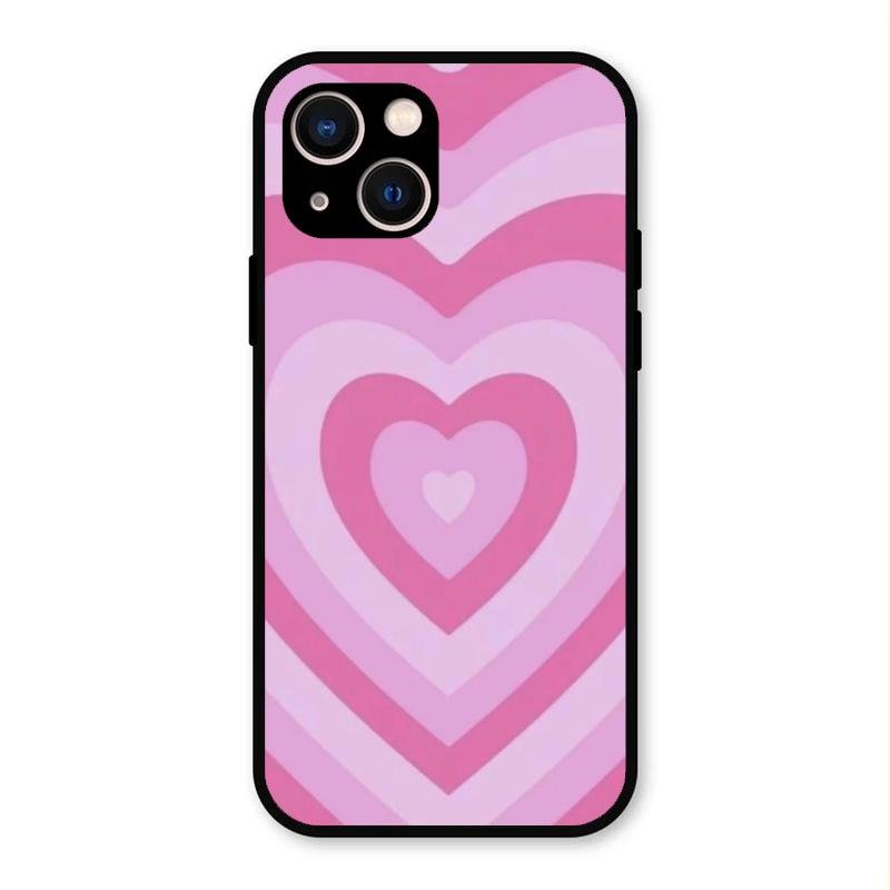 Latte Love Patter Glass Case Cover - Pink For iPhone 13