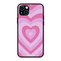 Latte Love Patter Glass Case Cover - Pink For iPhone 14 Plus