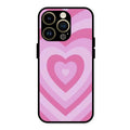 Latte Love Patter Glass Case Cover - Pink For iPhone 14 Pro Max
