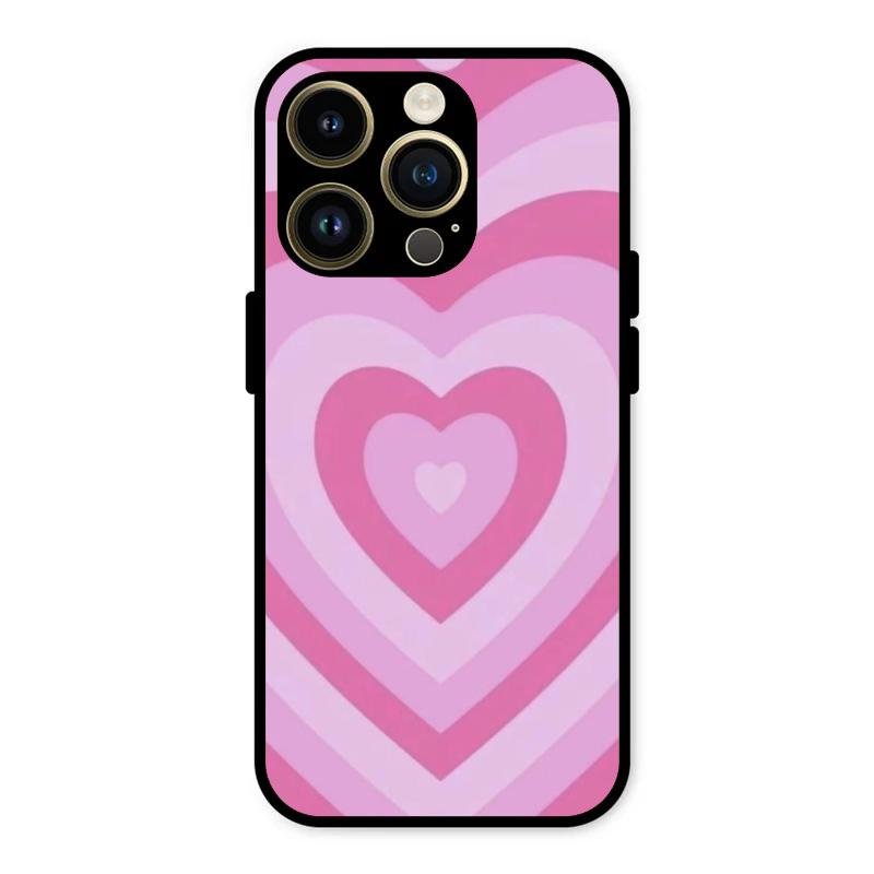 Latte Love Patter Glass Case Cover - Pink For iPhone 14 Pro Max