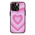 Latte Love Patter Glass Case Cover - Pink For iPhone 14 Pro