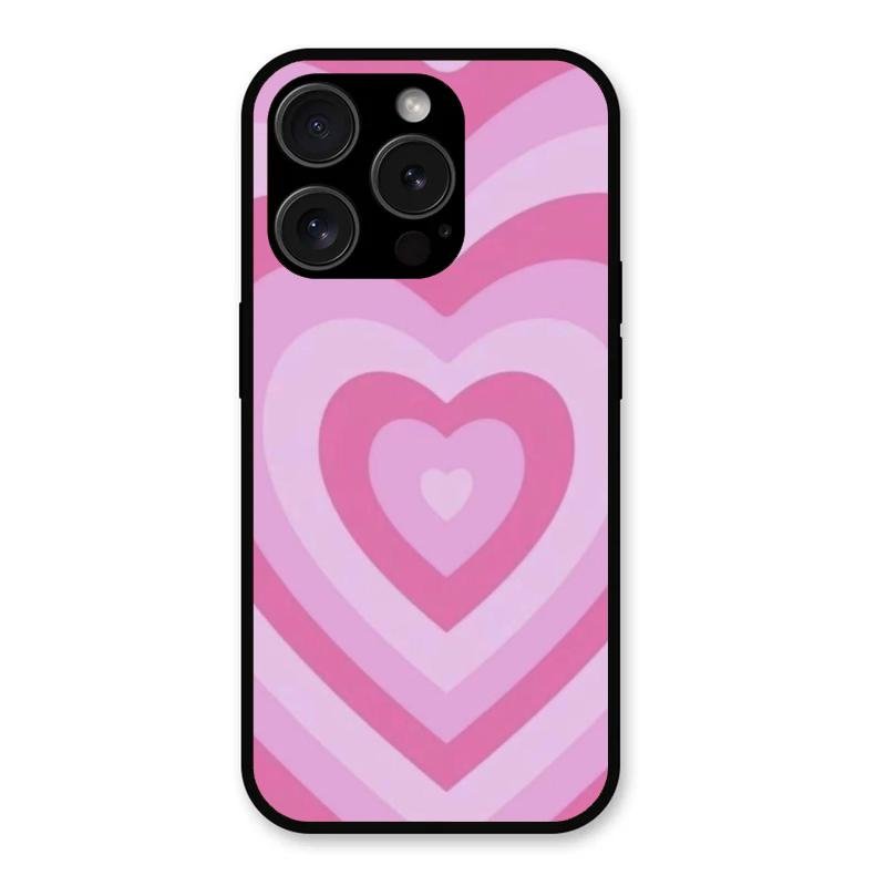 Latte Love Patter Glass Case Cover - Pink For iPhone 15 Pro Max