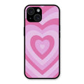 Latte Love Patter Glass Case Cover - Pink For iPhone 15