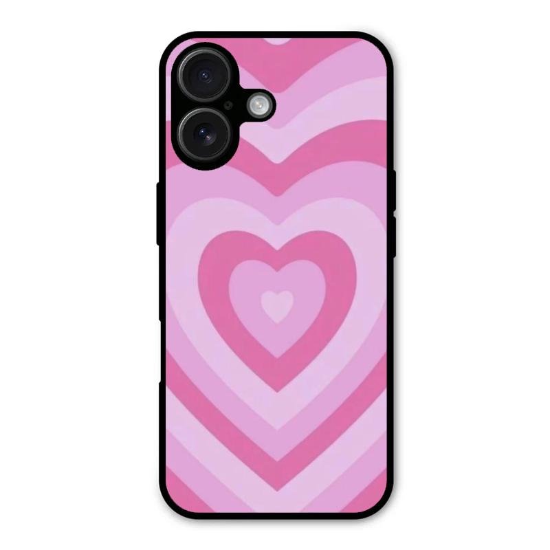 Latte Love Patter Glass Case Cover - Pink For iPhone 16