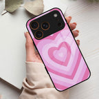 Latte Love Patter Glass Case Cover - Pink For iPhone 17 Pro