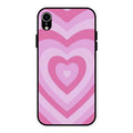 Latte Love Patter Glass Case Cover - Pink For iPhone XR