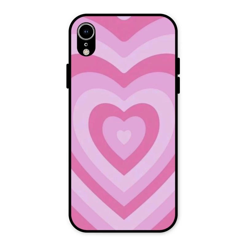 Latte Love Patter Glass Case Cover - Pink For iPhone XR