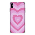 Latte Love Patter Glass Case Cover - Pink For iPhone XS Max
