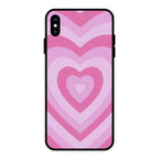 Latte Love Patter Glass Case Cover - Pink For iPhone XS Max