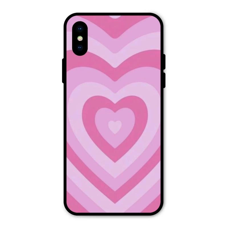 Latte Love Patter Glass Case Cover - Pink For iPhone XS