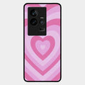 Latte Love Patter Glass Case Cover - Pink For Iqoo 11 5G