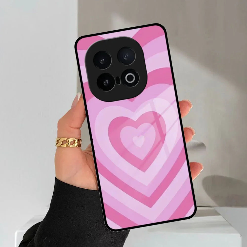 Latte Love Patter Glass Case Cover - Pink For iQOO - ShopOnCliQ