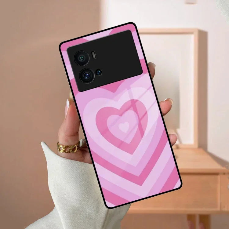 Latte Love Patter Glass Case Cover - Pink For Vivo - ShopOnCliQ