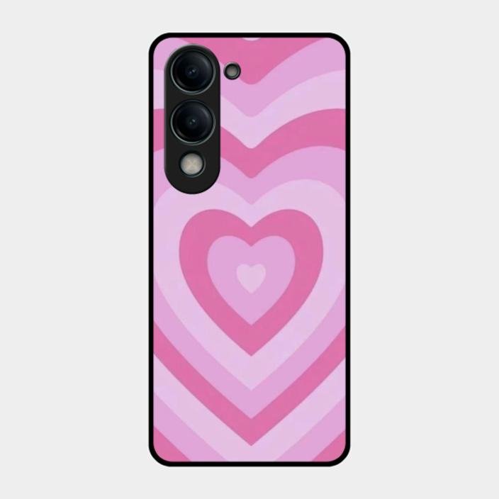 Latte Love Patter Glass Case Cover - Pink For Iqoo Z10 Lite