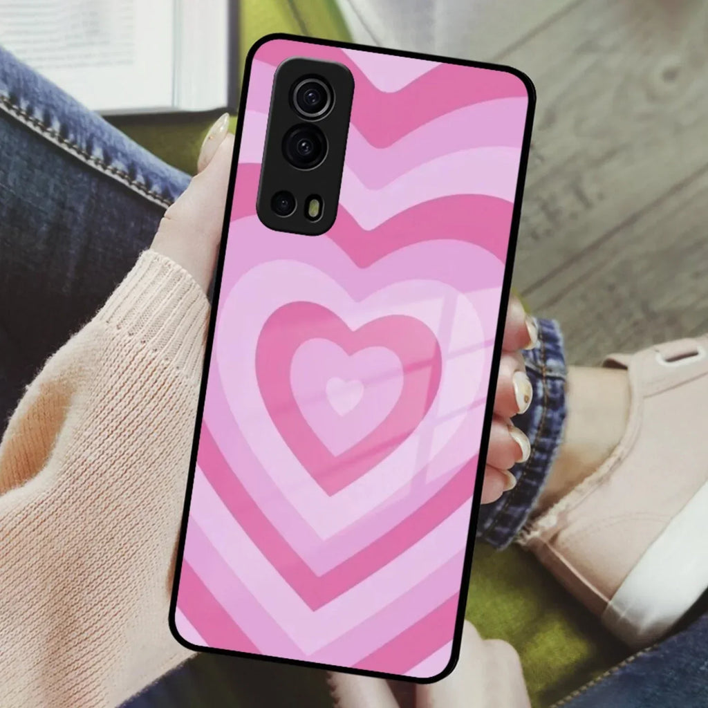Latte Love Patter Glass Case Cover - Pink For iQOO - ShopOnCliQ