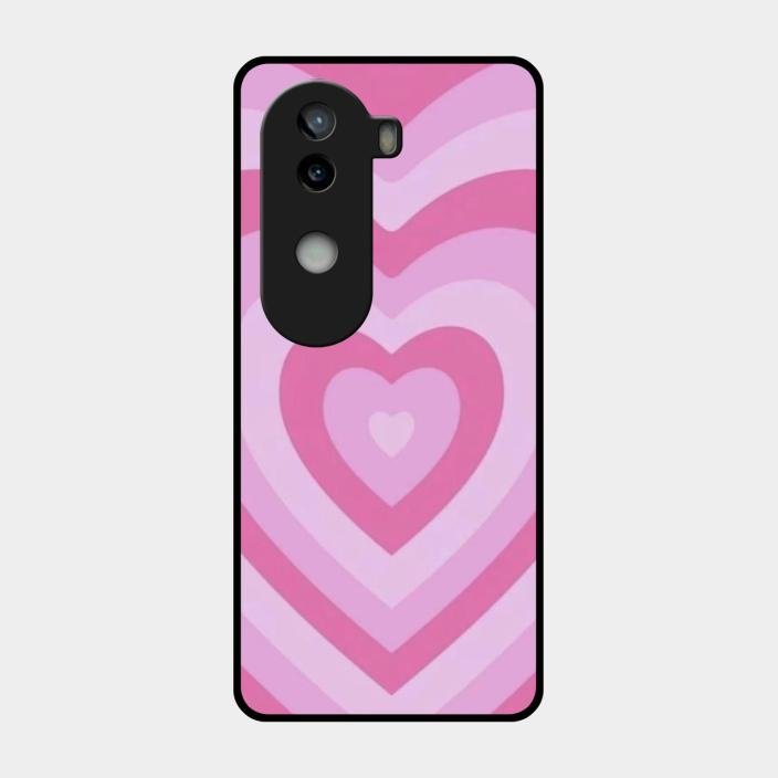 Latte Love Patter Glass Case Cover - Pink For Iqoo Z9S 5G