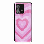 Latte Love Patter Glass Case Cover - Pink For Motorola Edge 40 5G