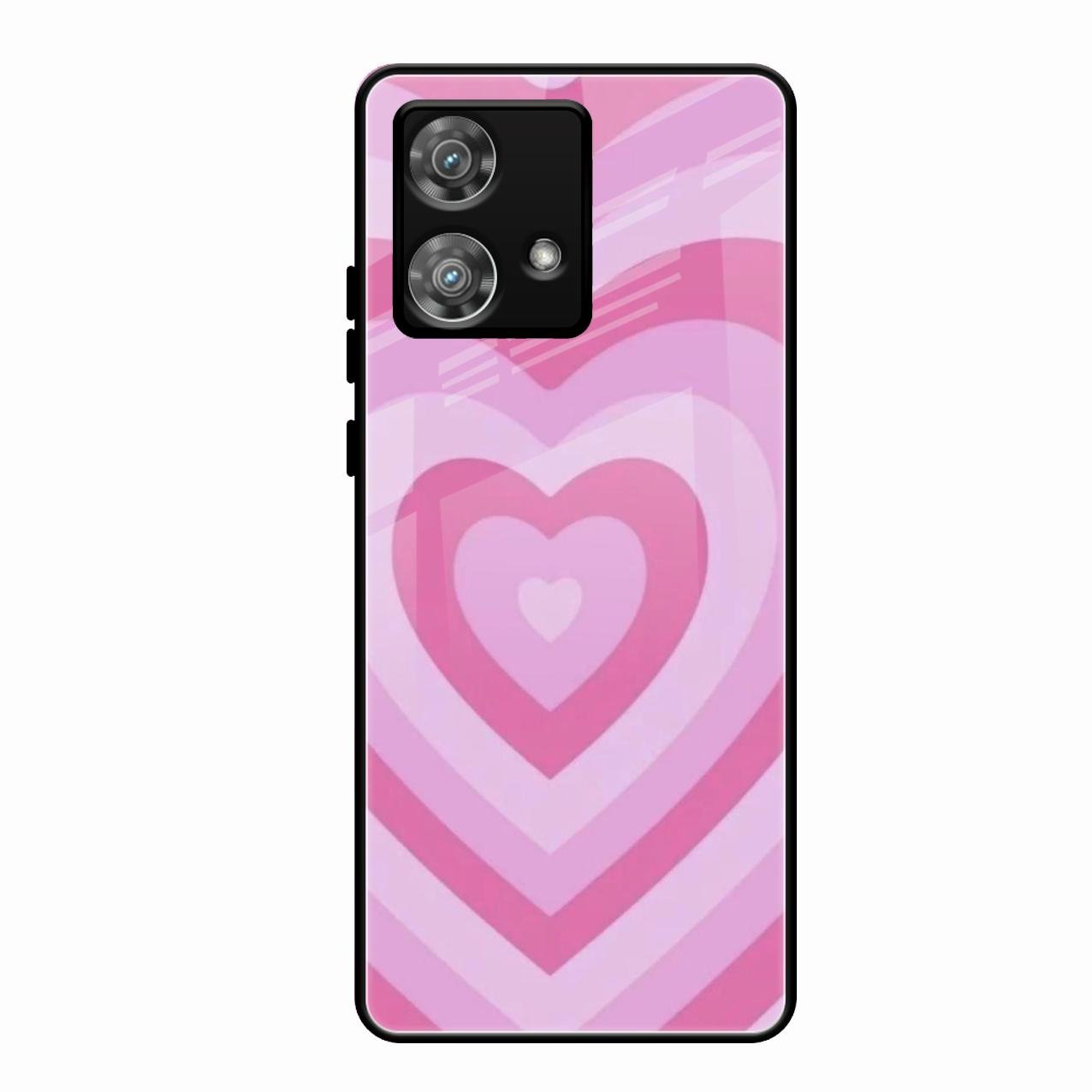 Latte Love Patter Glass Case Cover - Pink For Motorola Edge 40 5G