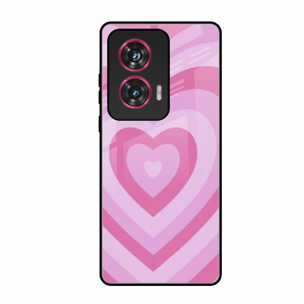 Latte Love Patter Glass Case Cover - Pink For Motorola Edge 50 Fusion 5G