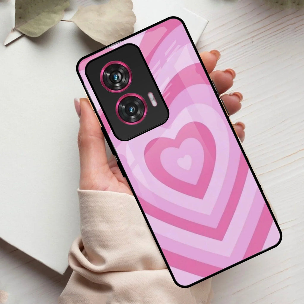 Latte Love Patter Glass Case Cover - Pink For Motorola - ShopOnCliQ