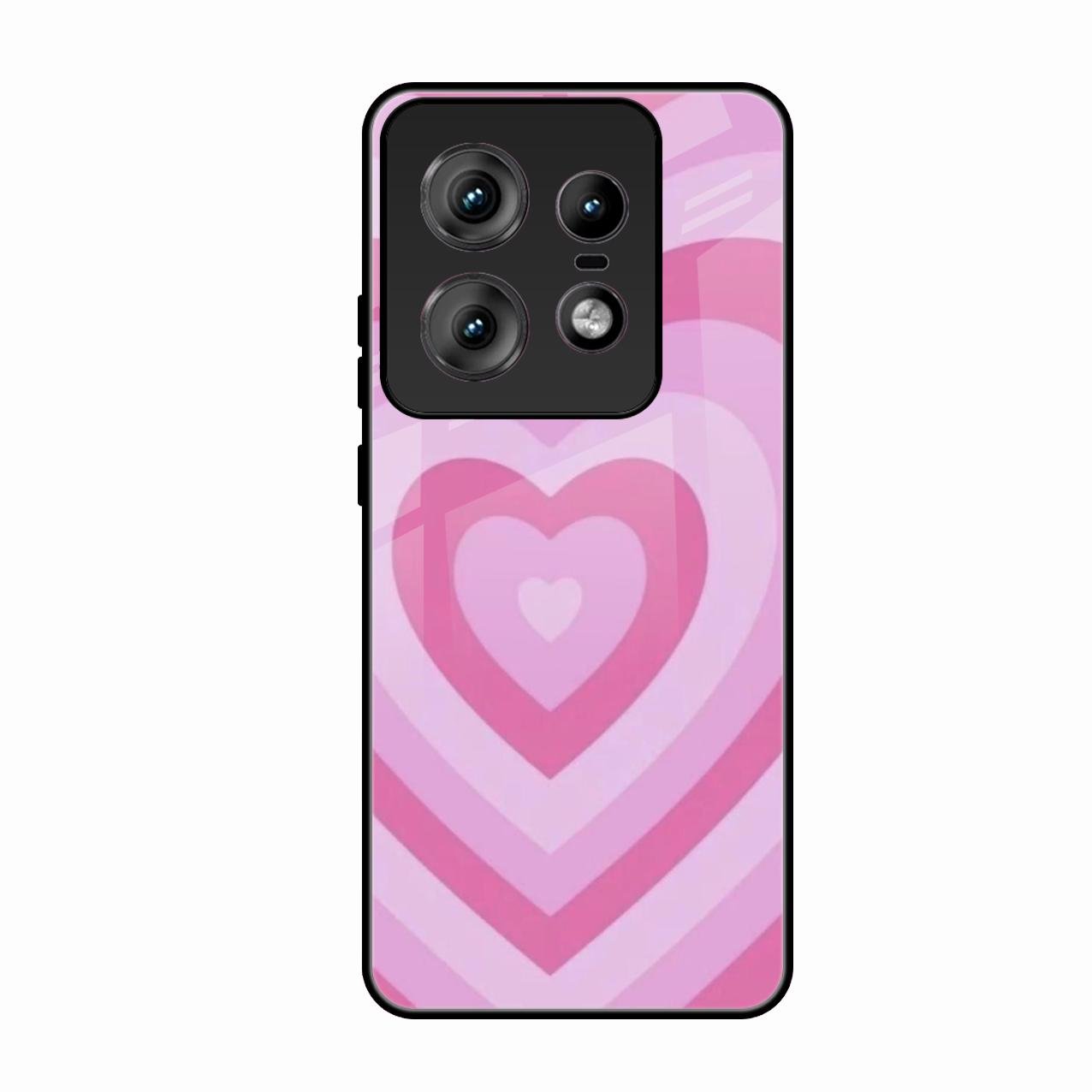 Latte Love Patter Glass Case Cover - Pink For Motorola Edge 50 Pro