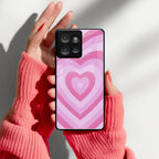 Latte Love Patter Glass Case Cover - Pink For Motorola - ShopOnCliQ