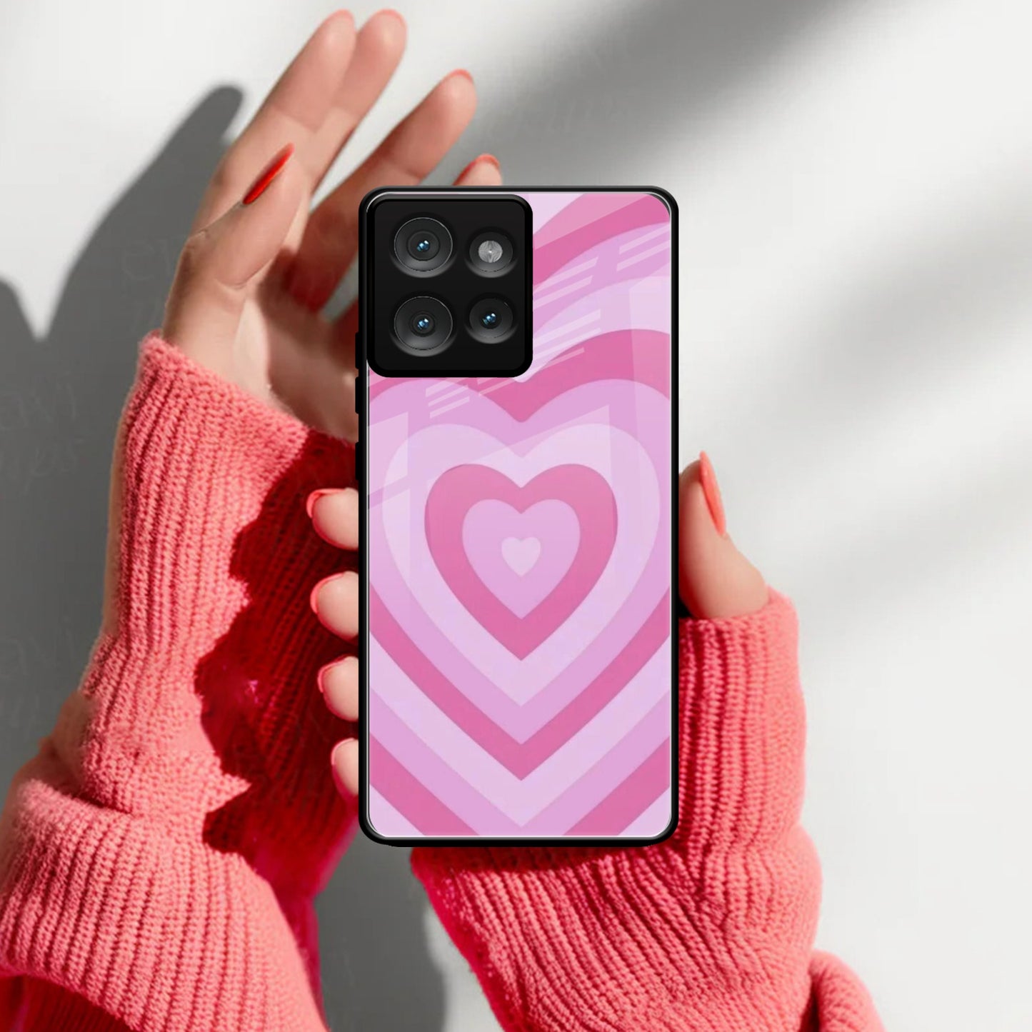 Latte Love Patter Glass Case Cover - Pink For Motorola