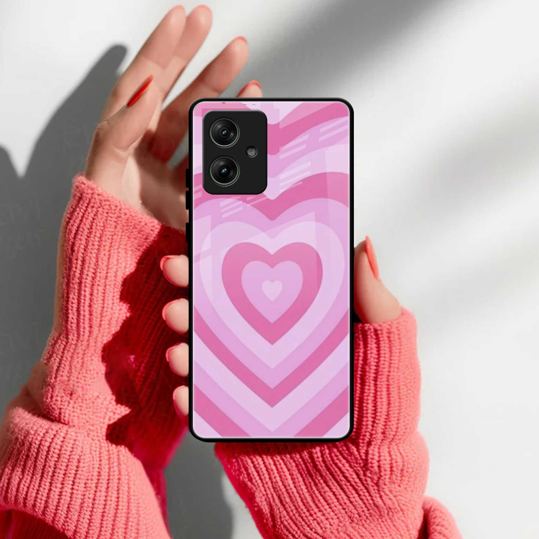 Latte Love Patter Glass Case Cover - Pink For Motorola