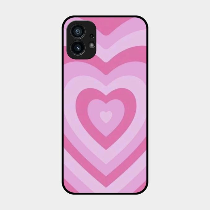 Latte Love Patter Glass Case Cover - Pink For Nothing Phone 1