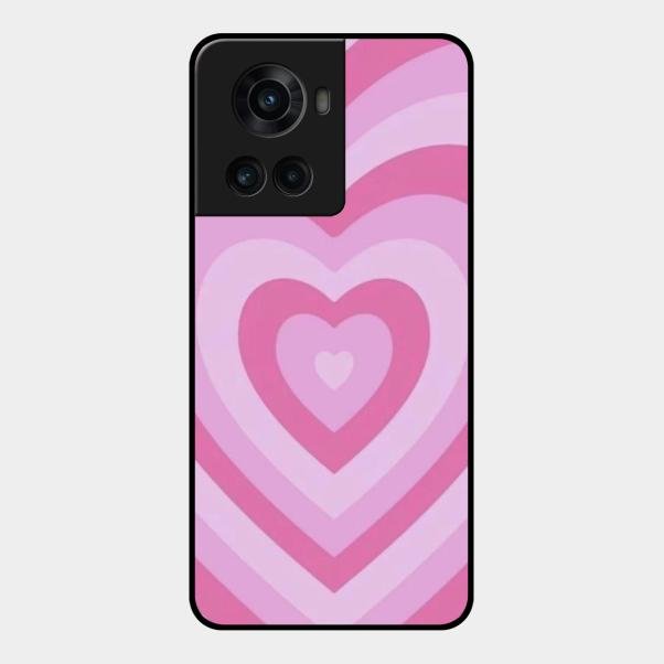 Latte Love Patter Glass Case Cover - Pink For Oneplus 10R 5G