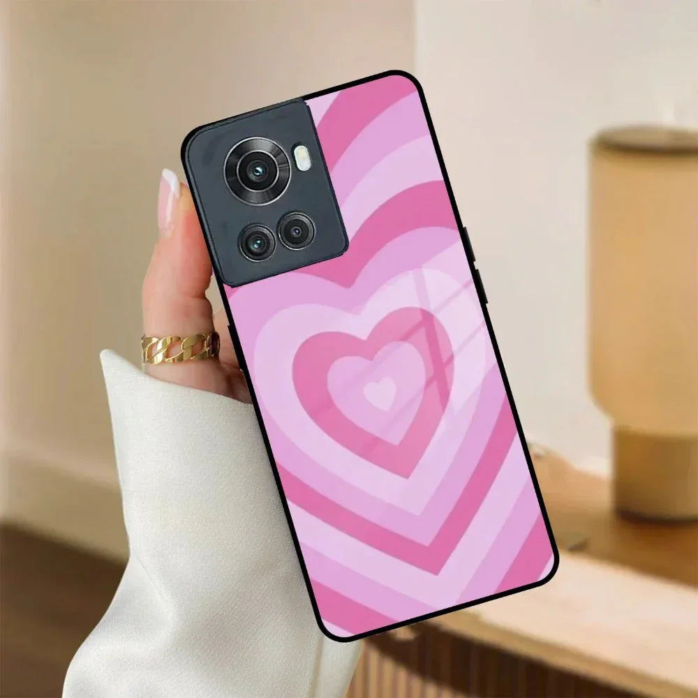 Latte Love Patter Glass Case Cover - Pink For OnePlus - ShopOnCliQ